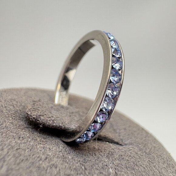 SETA Solid Sterling Silver 925 Blue Cubic Zirconia Statement Ring Size 6 - Picture 8 of 13